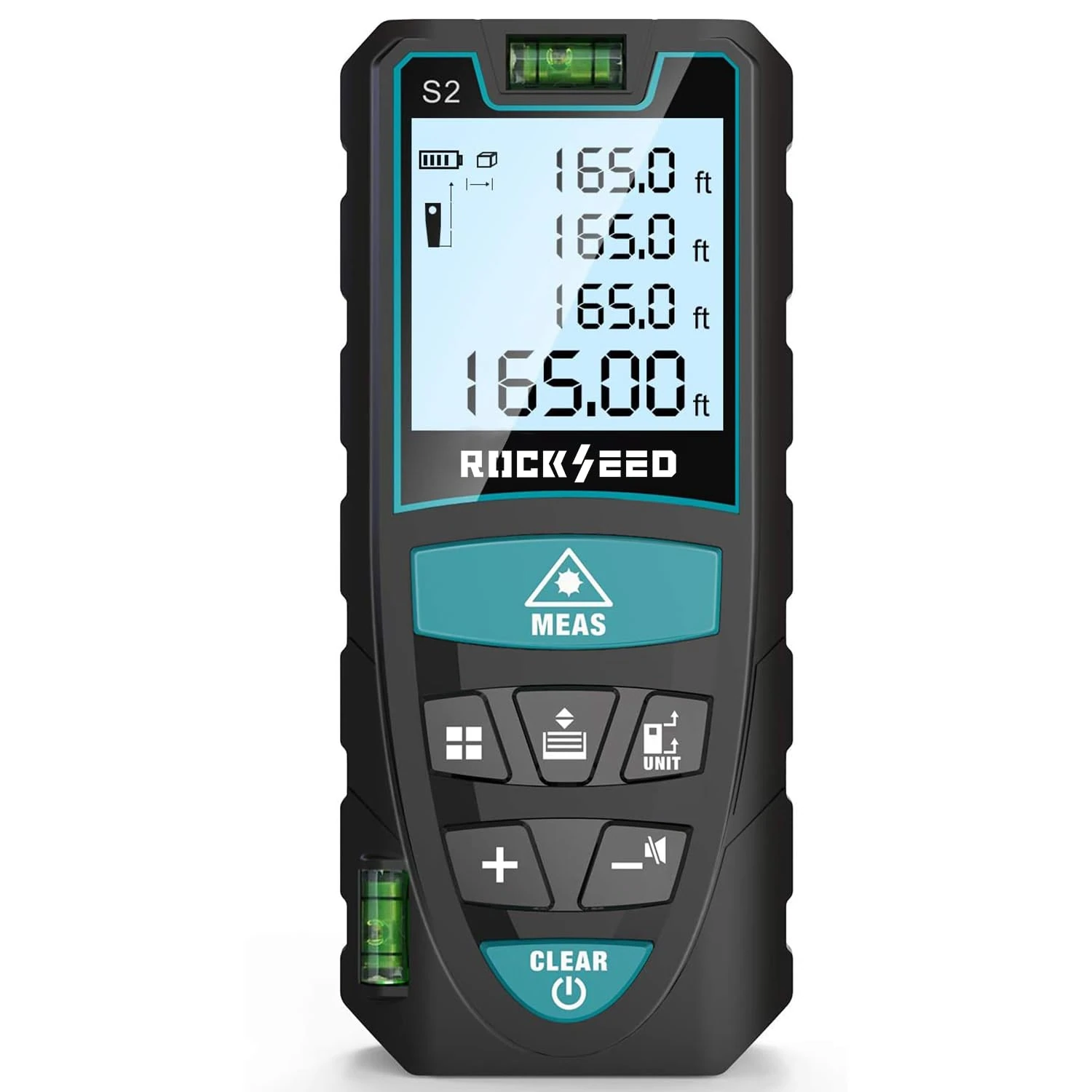 Laser Measure 100M/328ft,RockSeed Digital Laser Distance Meter with 2 Bubble Levels,Portable Laser Rangefinder M/in/Ft Unit Switching Backlit LCD and Measuring Distance/Area/Volume/Pythagorean