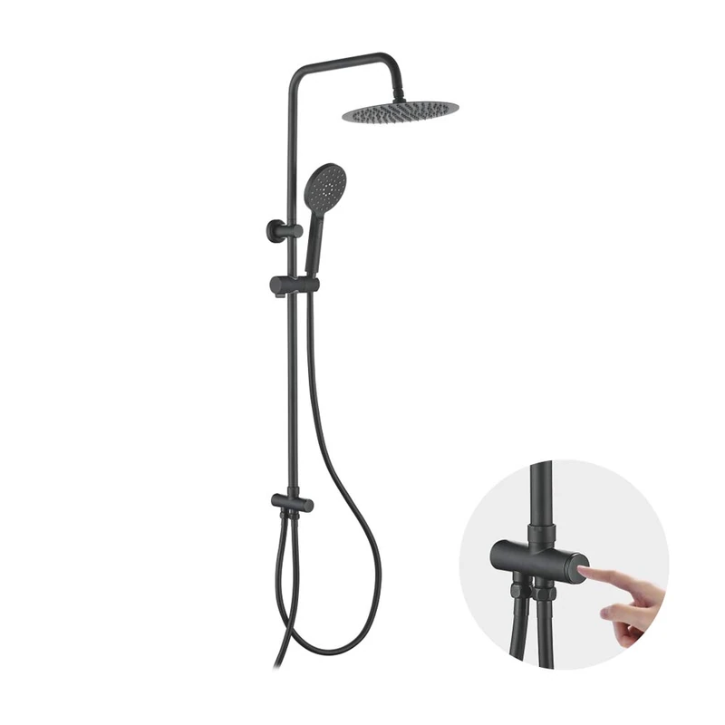 Ibergrif - Modern Shower System with Diverter, 3 Way Dual Head Riser Rail Set, Black