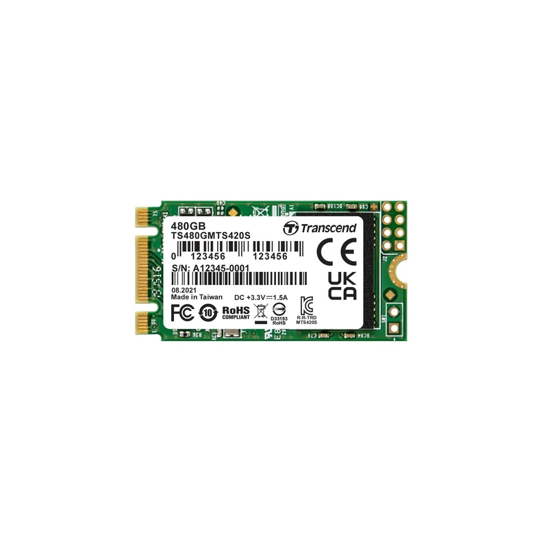 Transcend MTS420S 480GB M.2 2242 SATA III 6Gb/s SSD, Read/Write up to 530/480 mb/s with 3D NAND Flash TS480GMTS420S