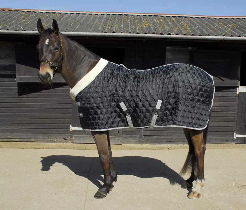 Rhinegold Unisex's 666-6/3-BLK Detroit Hexagon Stable Quilt, Black, 6'3"