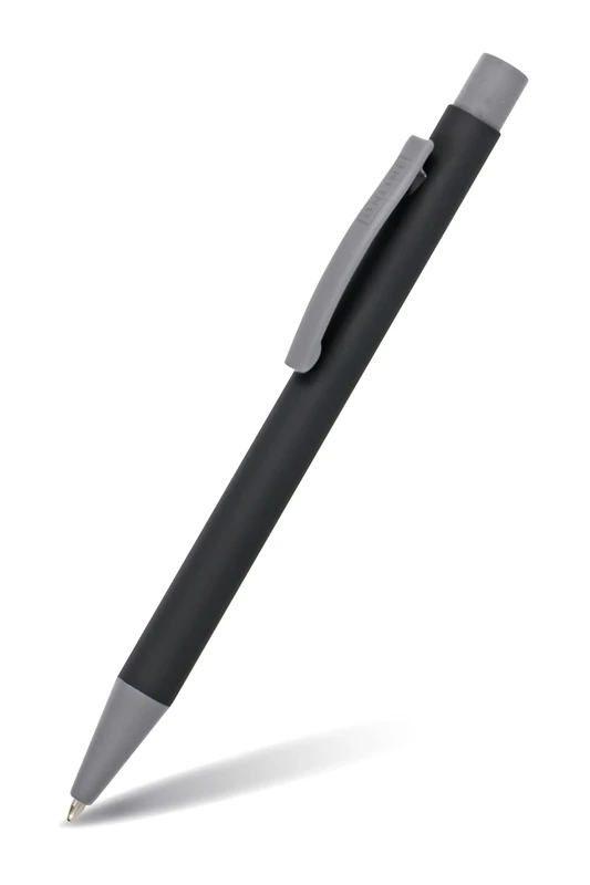 Online Soft Metal ballpoint pen, Pure Black, retractable ball pen, aluminum, replaceable refill, soft touch feeling, premium writing experience with blue writing colour, durable design colour black