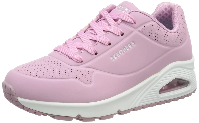 Skechers Kids Uno Stand on Air Sneaker, Pink Pu Trim, 11 UK