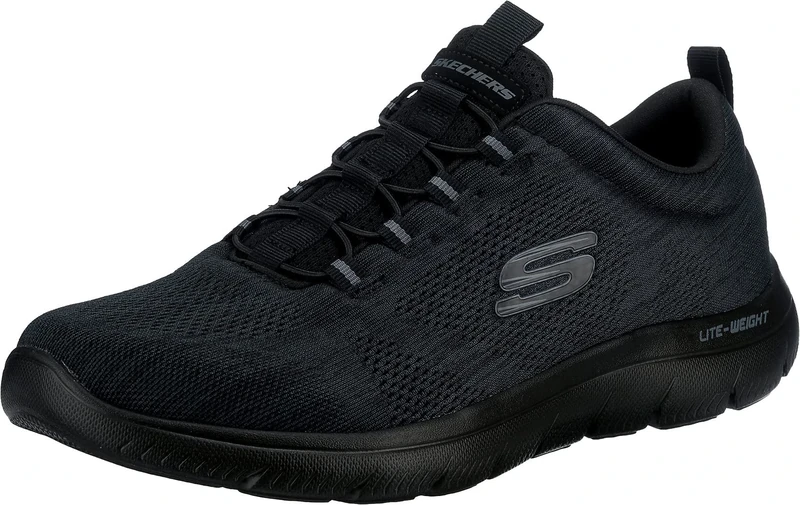 Skechers Men's Summits Louvin Trainers, Black Mesh/Pu/Trim, 6.5 UK