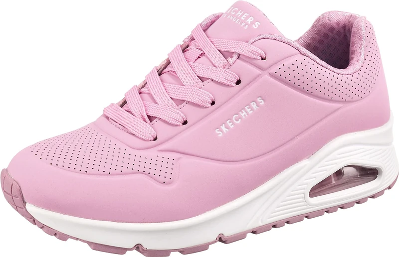 Skechers Girl's Uno Stand On Air Sneakers, Pink Pu Trim, 12 UK Child