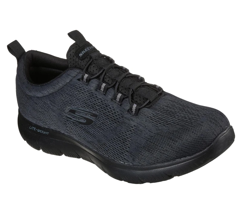 Skechers Men's Summits Louvin Trainers, Black Mesh/Pu/Trim, 11 UK Wide
