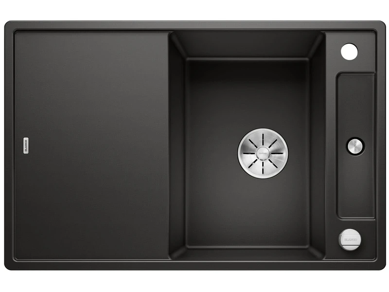 BLANCO AXIA III 45 S Granite Sink Made of Silgranit Black Installation Type: Installation from Top Reversible with Wooden Cutting Board for 45 cm Wide Base Cabinets Sliding Chopping Board