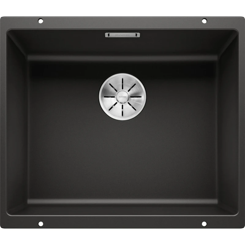 BLANCO SUBLINE 500-U | SILGRANIT Sink in Black | Installation Type: undermount Installation | for 60 cm Wide Base cabinets | One Cut-Out and only one Installation | [53x46x20.2 cm]