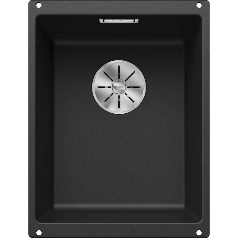 BLANCO SUBLINE 320-U | SILGRANIT Sink in Black | Installation Type: undermount Installation | for 40 cm Wide Base cabinets | One Cut-Out and only one Installation | [35x46x20.2 cm]