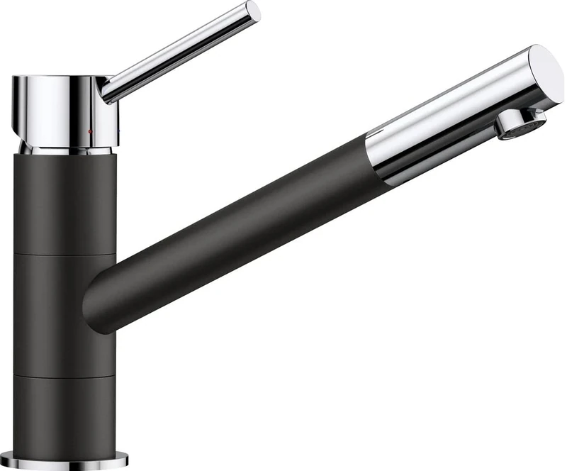 BLANCO Kano | Kitchen Mixer tap in silgranit Black/Chrome | High-Pressure | Non-Return Valve | Ceramic Cartridge | Assured Water Quality & Water-Saving | [5.5x26.3x19.1 cm]