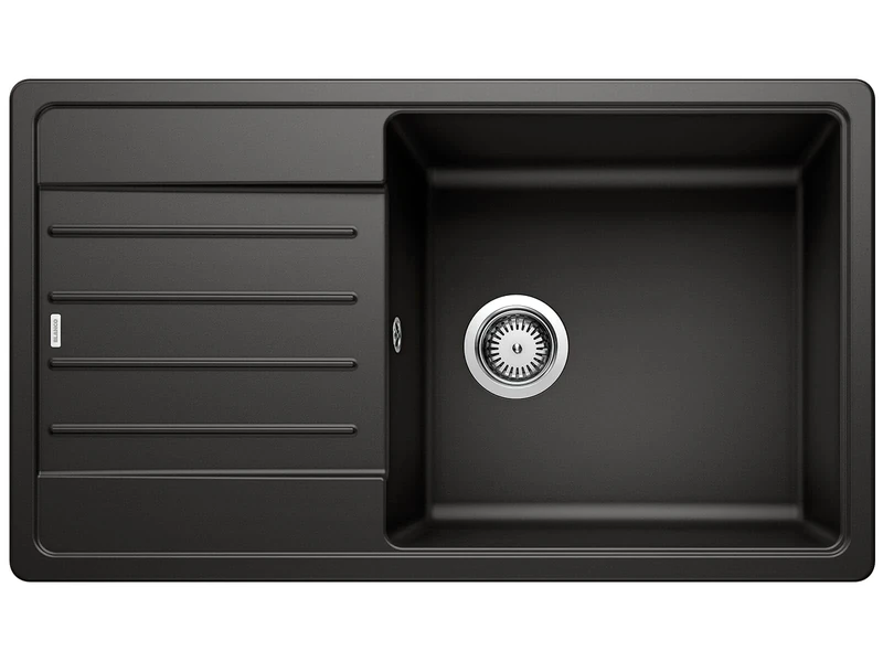 BLANCO Legra XL 6 S | SILGRANIT Granite Sink in Black | Installation Type: Inset Installation from Above | Reversible | for 60 cm Wide Base cabinets | Large Bowl | Easy-Care Surface | [86x50x20.2 cm]