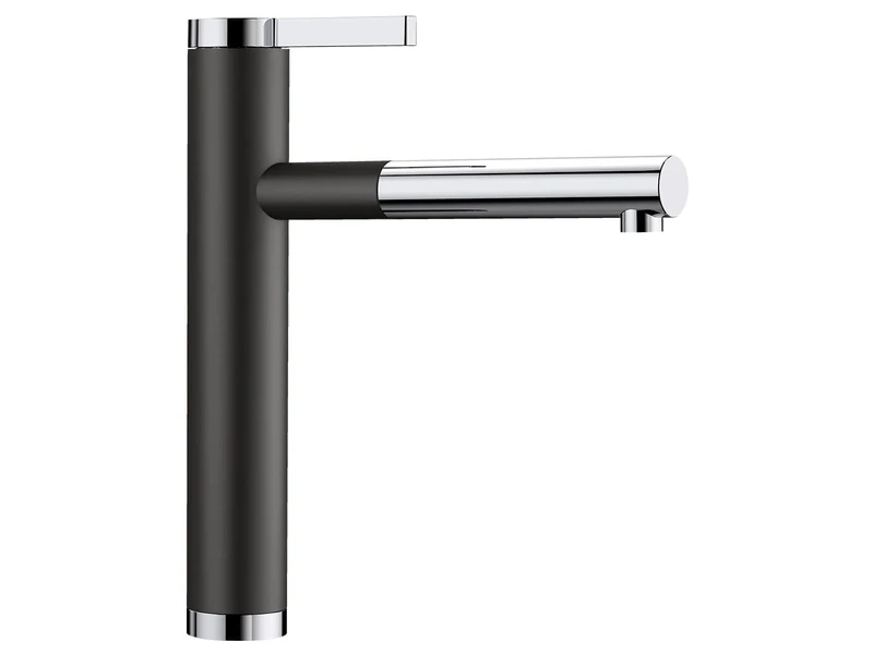 BLANCO LINEE-S | Kitchen Mixer tap in silgranit Black/Chrome | High-Pressure | with Pull-Out Hose | Non-Return Valve | Ceramic Cartridge | Assured Water Quality & Water-Saving | [4.6x24.8x28.1 cm]