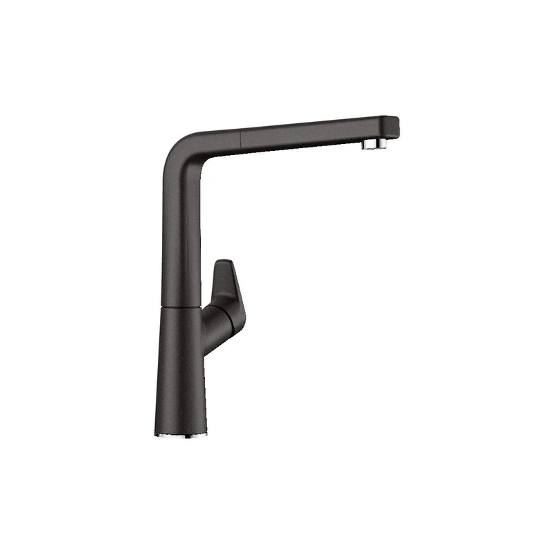 BLANCO AVONA-S | Kitchen Mixer tap in silgranit Black | High-Pressure | with Pull-Out Hose | Non-Return Valve | Ceramic Cartridge | Assured Water Quality & Water-Saving | [10.1x23.5x27.5 cm]