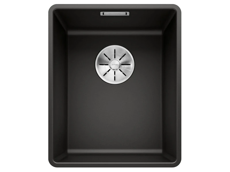 BLANCO SUBLINE 320-F | SILGRANIT Sink in Black | Installation Type: flushmount Installation | for 40 cm Wide Base cabinets | Spacious Bowl Volume | Easy-Care Surface | [34.7x42.7x20.2 cm]