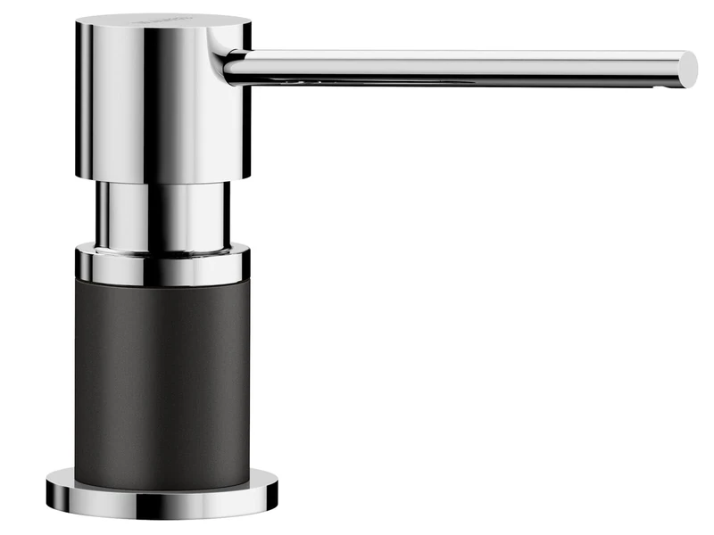 BLANCO Dishwashing Liquid Dispenser Lato-black/chrome-526177, Brass, Silgranite Black/Chrome