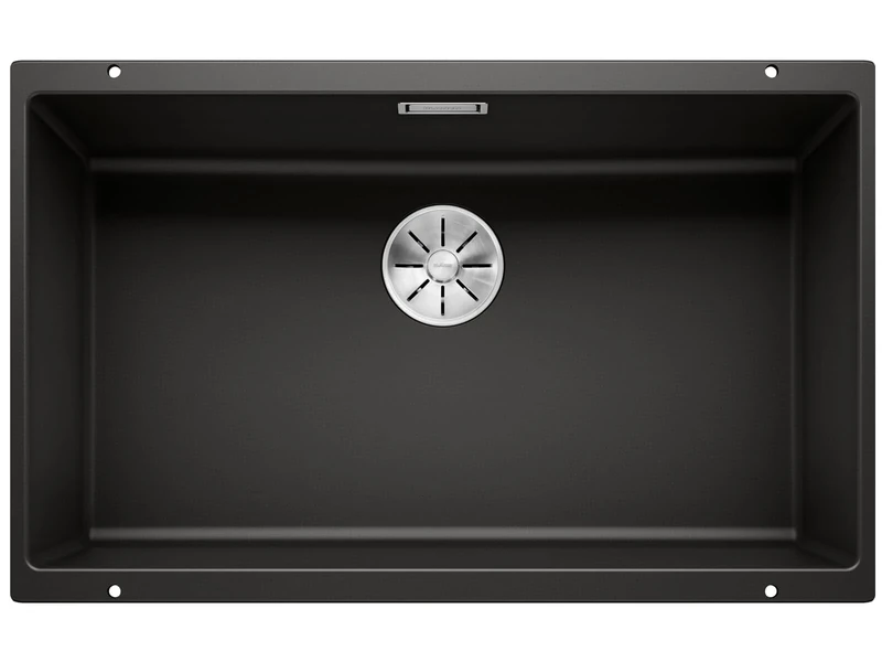BLANCO SUBLINE 700-U | SILGRANIT Sink in Black | Installation Type: undermount Installation | for 80 cm Wide Base cabinets | One Cut-Out and only one Installation | [73x46x20.2 cm]
