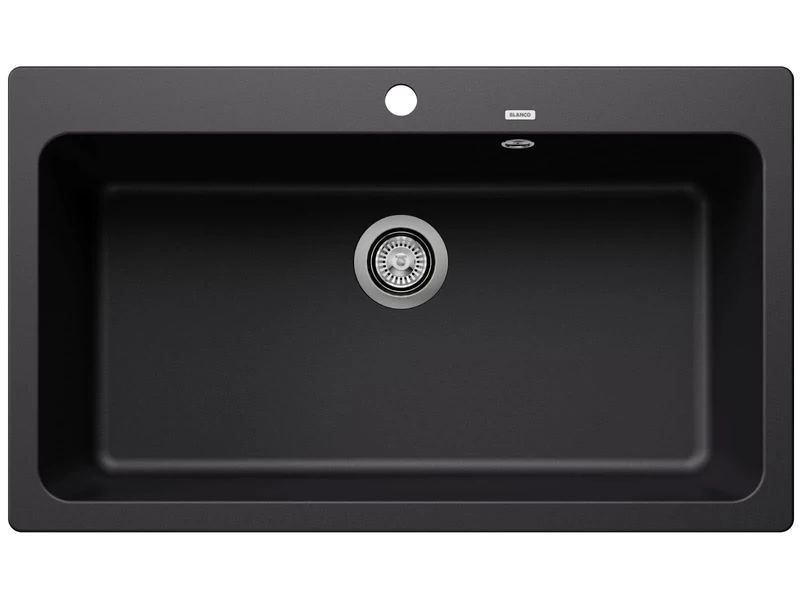 BLANCO NAYA XL 9 | SILGRANIT Sink in Black | Installation Type: Inset Installation from Above | for 90 cm Wide Base cabinets | Spacious Bowl Volume | Easy-Care Surface | [86x51x23.2 cm]
