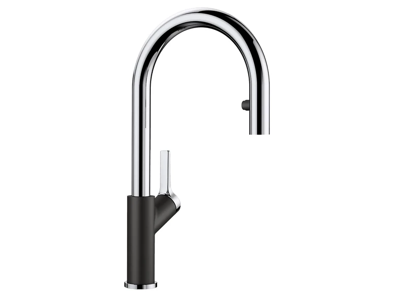 BLANCO Carena-S Vario | Kitchen Mixer tap in silgranit Black/Chrome | High-Pressure | with Pull-Out Hose | Switch from Clear Jet to Spray Jet | Assured Water Quality & Water-Saving | [11x24x41.3 cm]