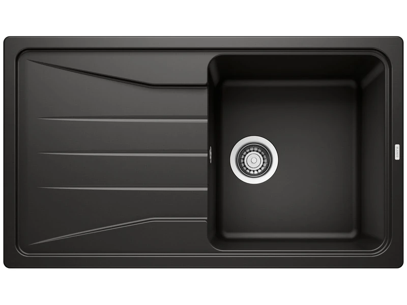 BLANCO SONA 5 S | SILGRANIT Sink in Black | Installation Type: Inset Installation from Above | Reversible | for 50 cm Wide Base cabinets | Large Bowl | Easy-Care Surface | [86x50x20.2 cm]