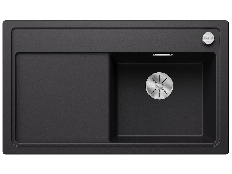 BLANCO Zenar 45 S | SILGRANIT Sink in Black | Installation Type: Inset Installation from Above | Main Bowl on the Right | for 45 cm Wide Base cabinets | Large Bowl | Easy to Clean | [86x51x20.2 cm]