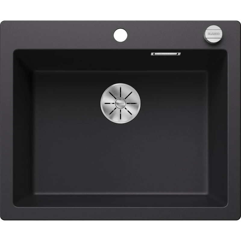 BLANCO PLEON 6 | SILGRANIT Sink in Black | Installation Type: Inset Installation from Above | for 60 cm Wide Base cabinets | Maximum Volume Thanks to The Extra-deep Bowl | [61.5x51x23.2 cm]