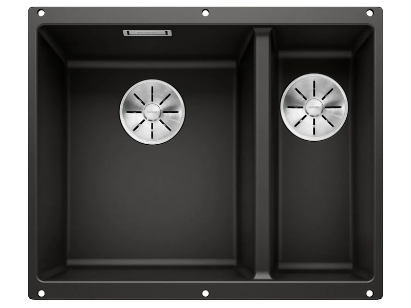BLANCO SUBLINE 340/160-U Granite Sink Made of Silgranit Black Installation Type: Undermount Main Sink Left for 60 cm-Wide Base Cabinets One Cut-Out and Only Once Mounted