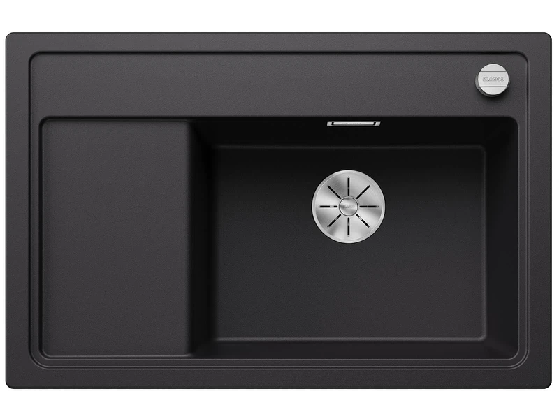 BLANCO Zenar XL 6 S Compact | SILGRANIT Sink in Black | Installation Type: Inset Installation from Above | Main Bowl on The Right | for 60 cm Wide Base cabinets | Large Bowl | [78x51x20.2 cm]