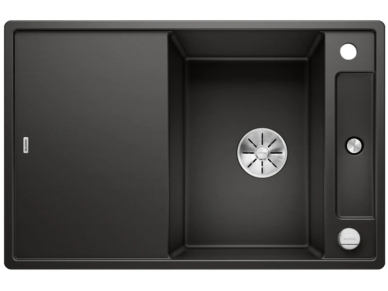 BLANCO AXIA III 45 S Granite Sink Made of Silgranit Black Installation Type: Installation from Top Reversible with Glass Cutting Board for 45 cm Wide Base Cabinets Sliding Chopping Board - Image 1