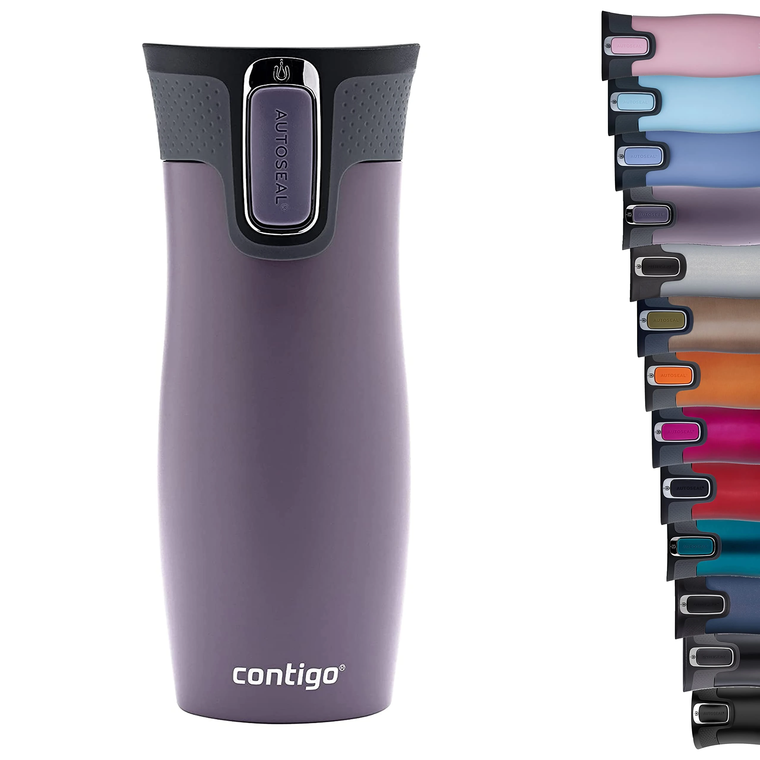 Contigo Unisex's West Loop Autoseal Thermobecher, Edelstahl Isolierbecher, Kaffeebecher to Go, BPA frei, auslaufsicherer Reisebecher mit Easy-Clean-Deckel, hält bis zu 5h Warm, 470 ml, Dark Plum
