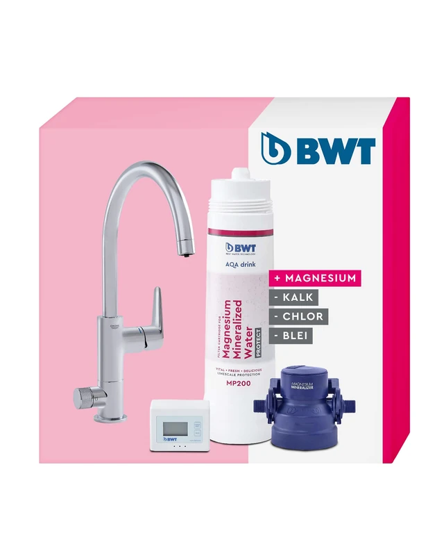 BWT AQA Drink Pure Urban Water Filter, 2-Way Tap with C Spout & Magnesium Filter Cartridge, Water Filter Drinking Water, Filters Limescale, Chlorine, Lead & Copper