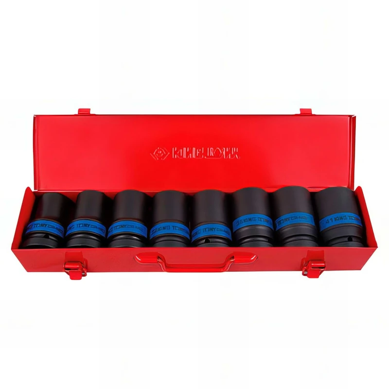 King Tony 8408MP10 Cofre Sockets Longs De Impacto 1" for DIYers & Professionals, Built for Repair and Installation tasks, 8 Pieces