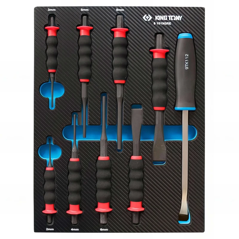 King Tony - EVAWAVE Plate for pin Punches, sheathed chisels and Force Lever - 9 Pieces