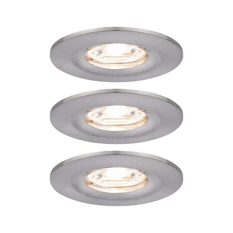 Paulmann 94301 Nova mini LED recessed luminaire Coin Round Rigid incl. 3x4 watt recessed Ceiling Spotlight Brushed Iron recessed lamp Aluminium Warm White 2700 K