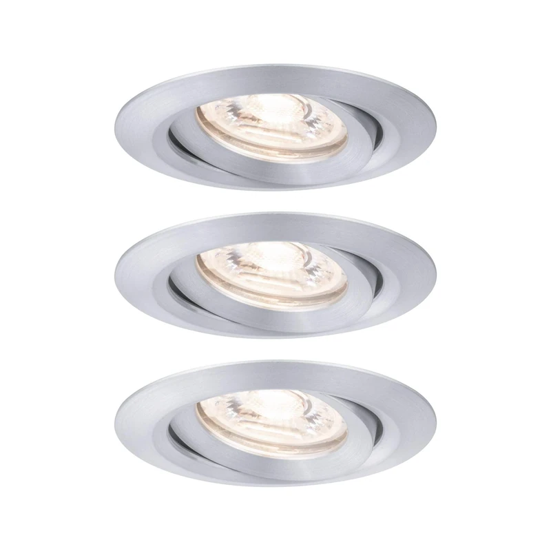 Paulmann 94297 Nova mini LED recessed luminaire Coin Round swivelling incl. 3x4 watt recessed Ceiling Spotlight Turned Aluminium recessed lamp Aluminium Warm White 2700 K