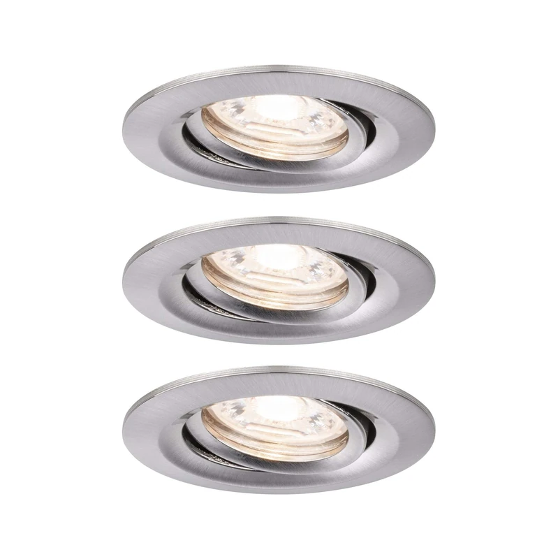 Paulmann 94295 Nova mini LED recessed luminaire Coin Round swivelling incl. 3x4 watt recessed Ceiling Spotlight Brushed Iron recessed lamp Aluminium Warm White 2700 K