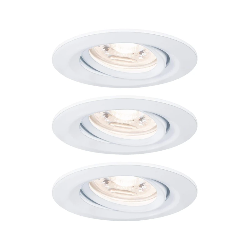 Paulmann 94293 Nova mini LED recessed luminaire Coin Round swivelling incl. 3x4 watt recessed Ceiling Spotlight White matt recessed lamp Aluminium Warm White 2700 K