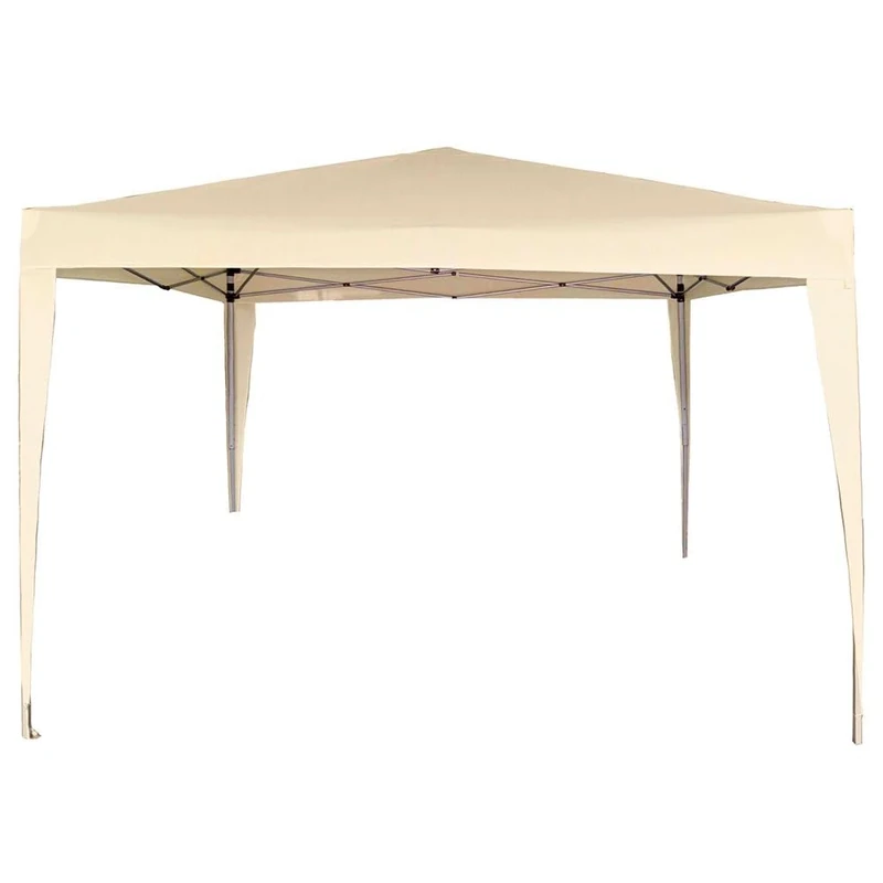 AKTIVE Folding Gazebo 300 x 300 x 240 cm, Cream, Lightweight Metal Frame with Waterproof Polyester Roof, Quick Assembly Without Tools, for Garden and Terrace (62188)