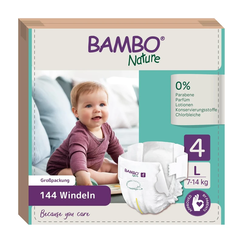 Bambo Nature Size 4 Premium Eco Nappies (15-31 lb/7-14 kg) (Case Saver) - 6 Count