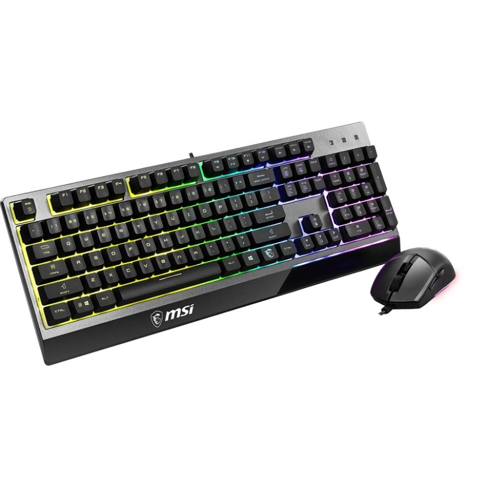 MSI VIGOR GK30 COMBO Gaming Keyboard (UK Layout) + Gaming Mouse Bundle - Mech-Membrane Switches, 6-Zone RGB Lighting Keyboard, Dual-Zone RGB Lighting Mouse, 5000 DPI Optical Sensor, Symmetrical