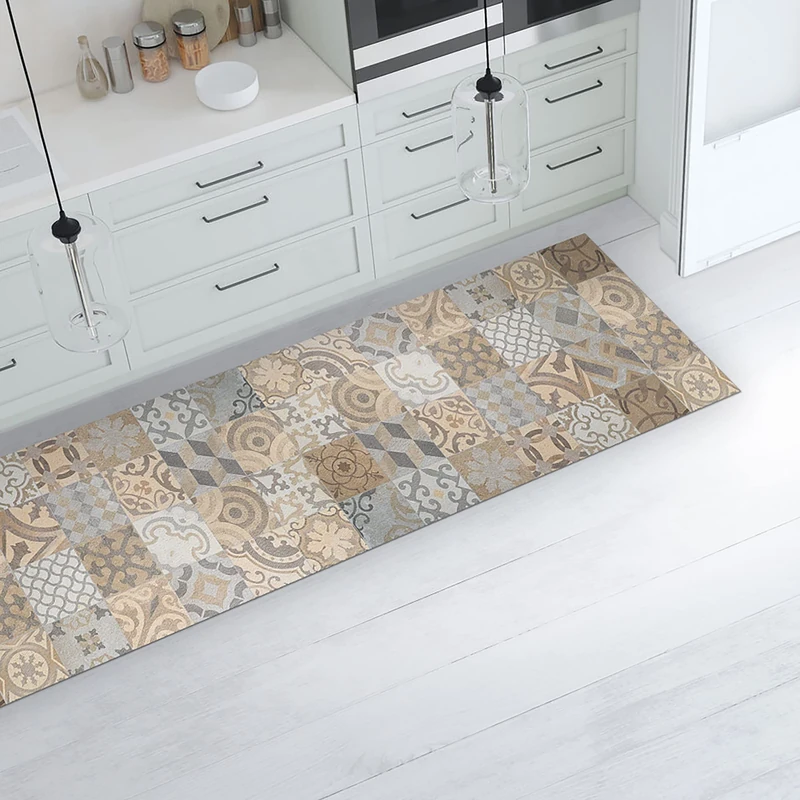CREARREDA Non-Slip and Washable Vinyl Kitchen Rug, Multi-Purpose Runner, Wear-resistant, Stain Resistant Kitchen Runner, Suitable for Holding Under Sink and Stoves, 100% Made in Italy Print - Image 1
