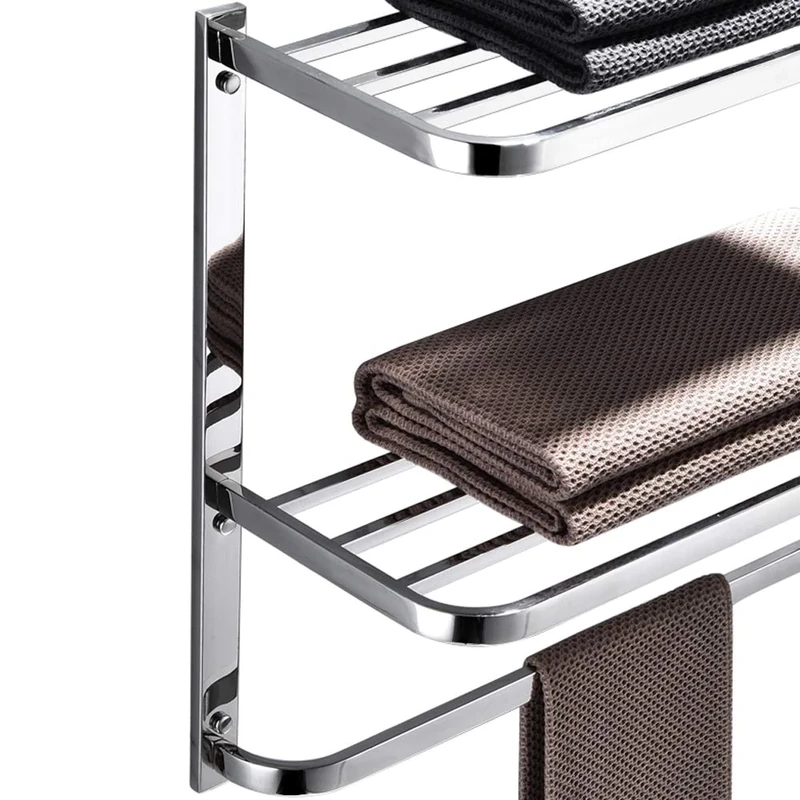3-Tier Bathroom Shelf with Towel Bars, Stainless Steel Wall Mounting Rack,20Inch
