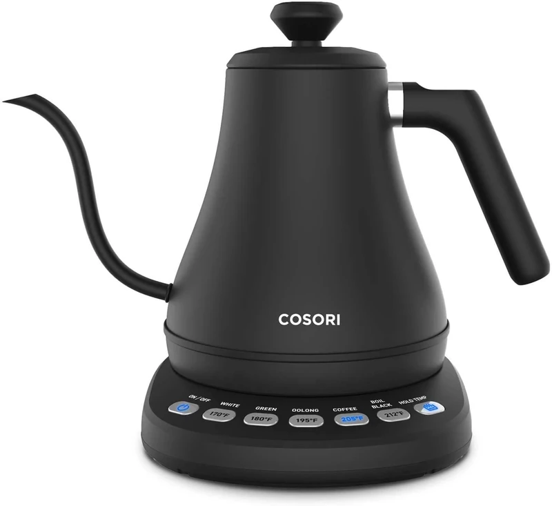 COSORI Electric Gooseneck Kettle with 5 Variable Presets, 0.8L Pour Over Coffee & Tea Kettle, 100% Stainless Steel Inner Lid & Bottom, Quick Heating, Temperature Programmable