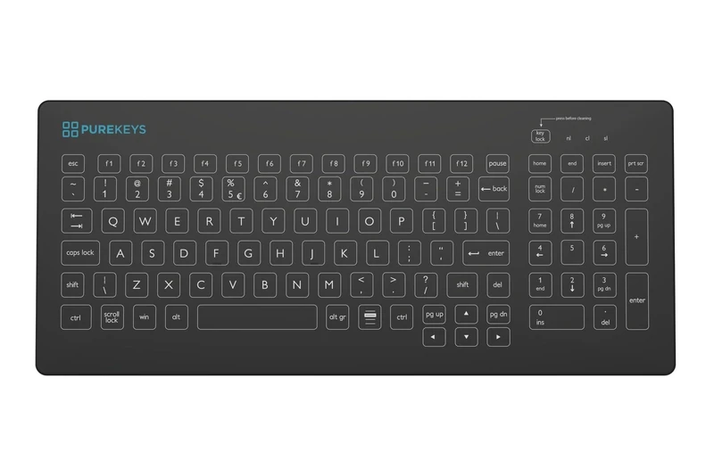 PUREKEYS Medical Keyboard Compact FA Wireless - Flat Black