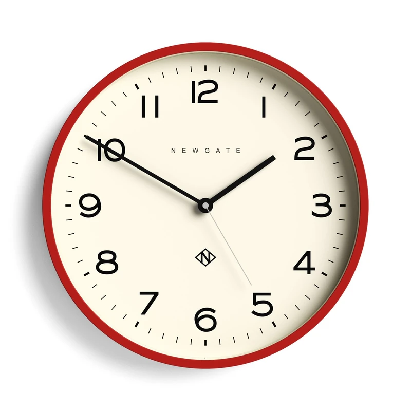 NEWGATE® Number Three Echo wall clock | Modern round clock | 37cm | Red | Easy to read numbers | Ideal for kitchen, living room or office - Image 1