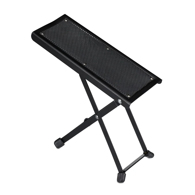 Relaxdays Guitar Foot Rest, Ergonomic Posture, No-Slip, Foldable, 4-Level Adjustable Footstool, Metal Stand, Black - Image 1