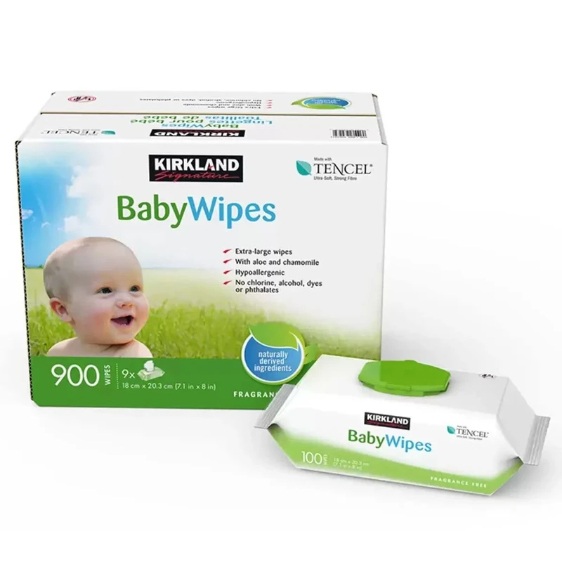 Kirkland Signature Tencel Baby Wipes - Pack of 9 x 100 Wipes - Image 1