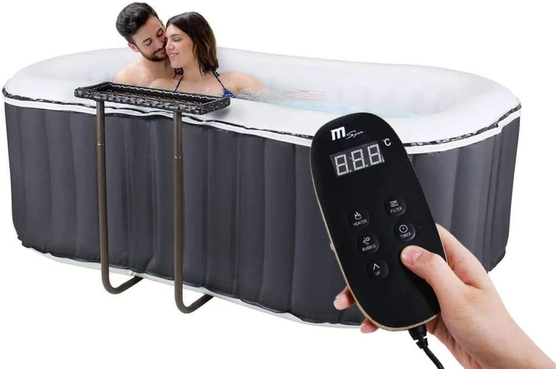 SHATCHI Nest Delight 2 Bathers Bubble Spa Portable Inflatable Quick Heating Self- Inflated Oval Hot Tub 550 Litres 186 x 125 x 68cm