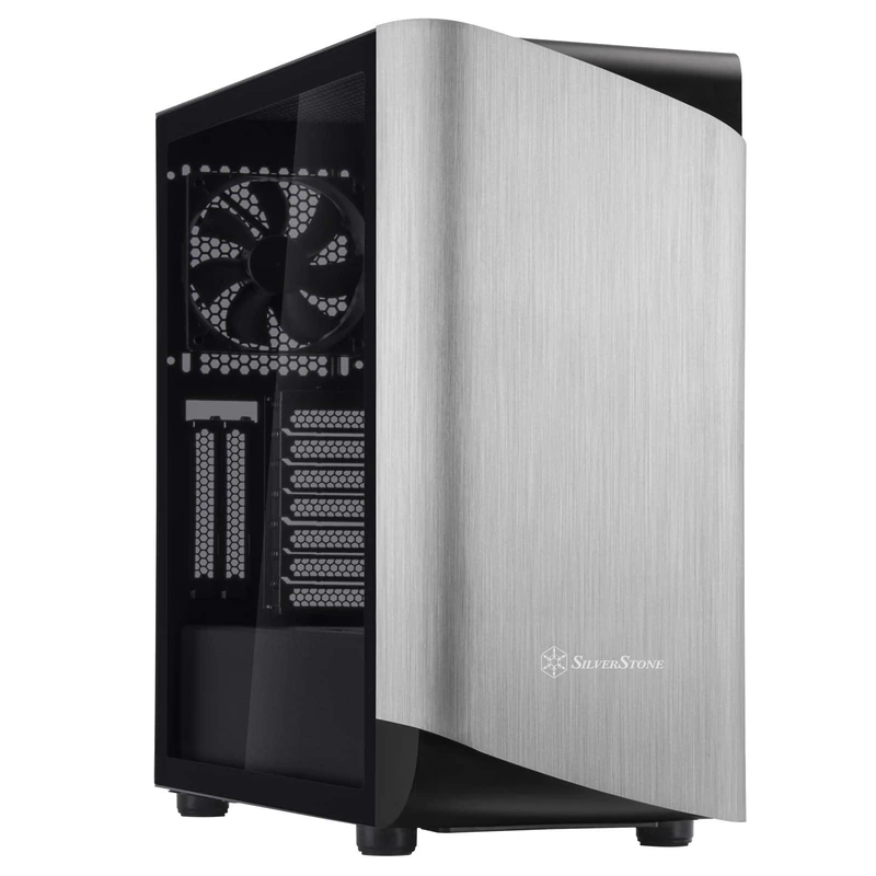 SilverStone SST-SEA1SB-G - SETA A1 Mid-Tower ATX Computer Case, tempered glass side panel, silver on black