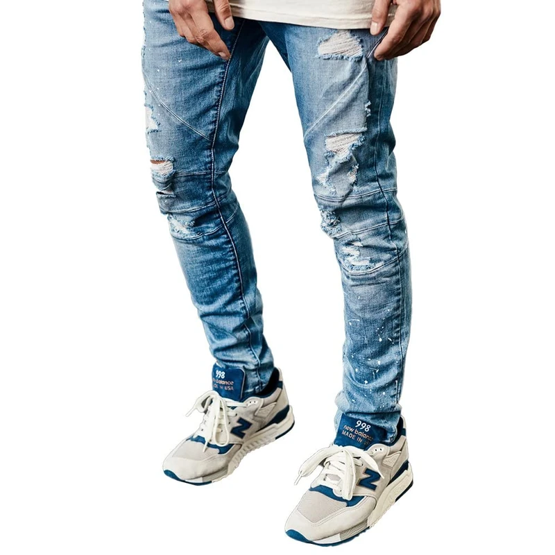 Cayler and Sons Men's C&s Paneled Denim Pants Jeans Not Applicable, Distressed Light Blue/White, 3632 - Image 1