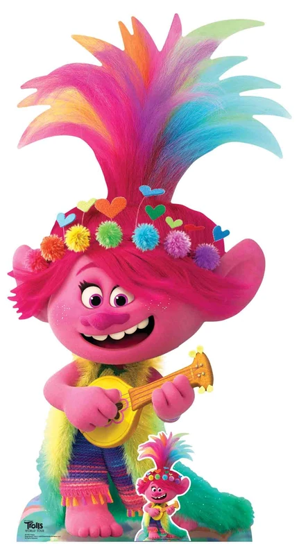 SC1601 Poppy Ukulele/Guitar Trolls World Tour Lifesize Cardboard Cutout/Decoration Height 160cm Width 86cm - Image 1