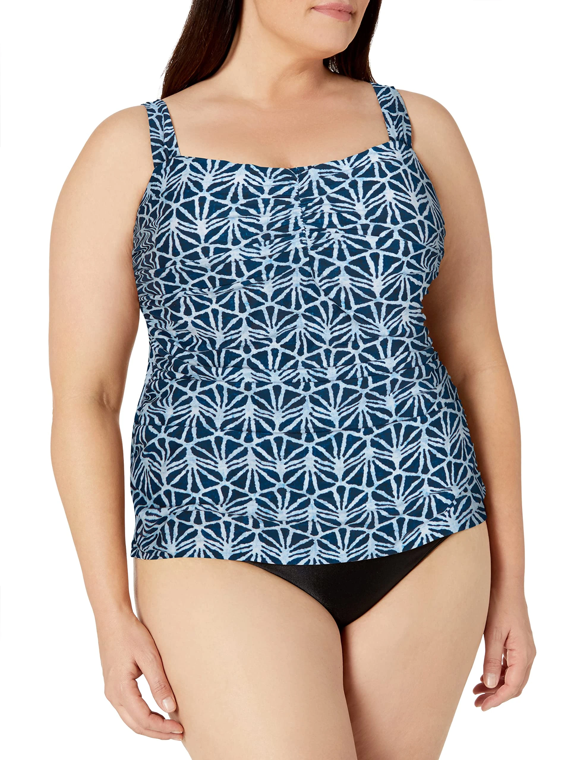 Profile by Gottex Women's Plus-Size Sweetheart Tankini Top Swimsuit, Blue/White, 20